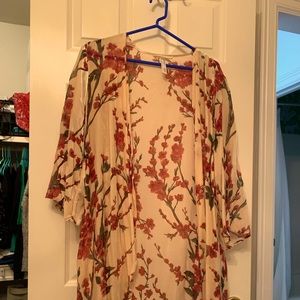 Anthro cherry blossom Kimono-style top